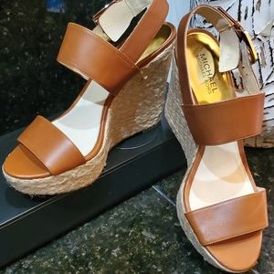 Brand New Michael Kors Leather Wedge Shoes